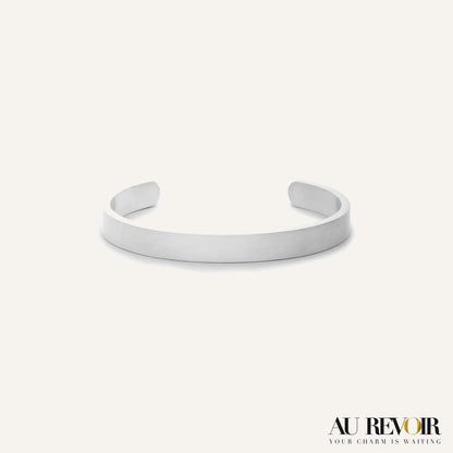 Silver cuff bracelet with name engraved on it 