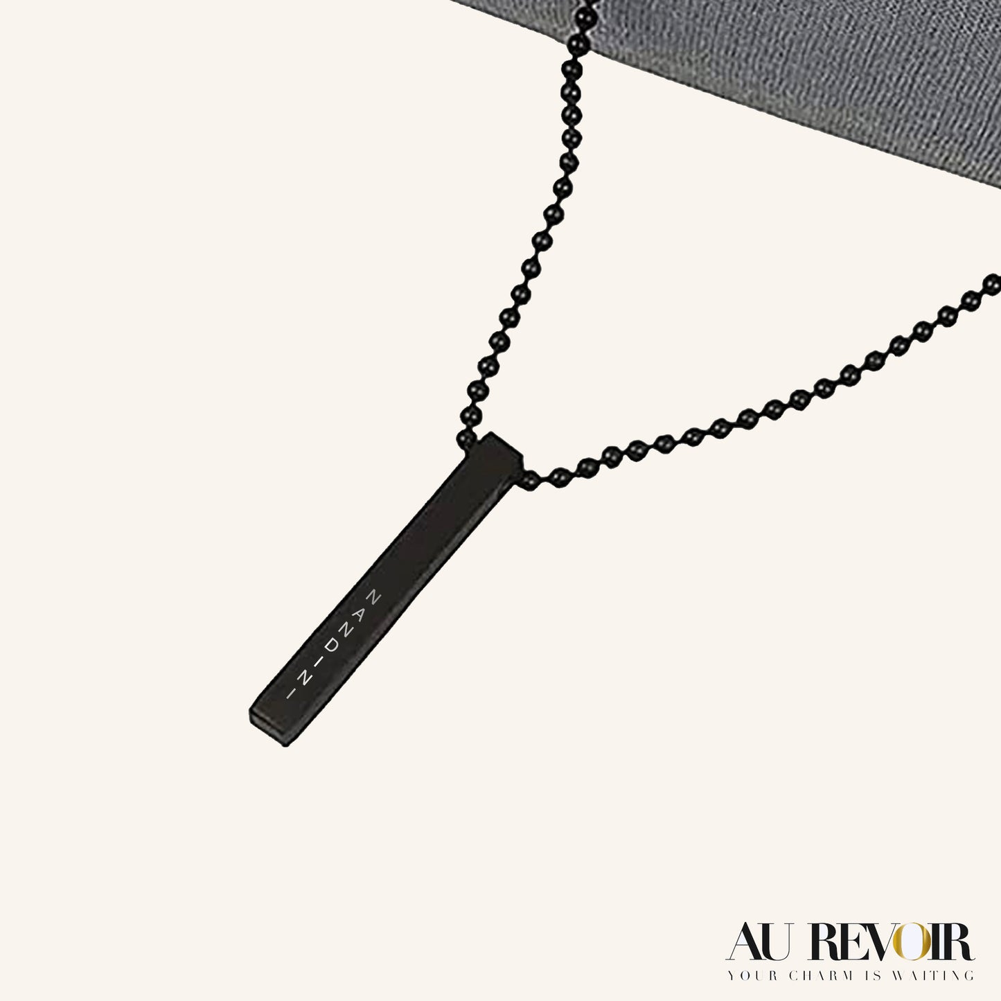 Personalised black pendant cube pendant name engarved Nandini name engraved 