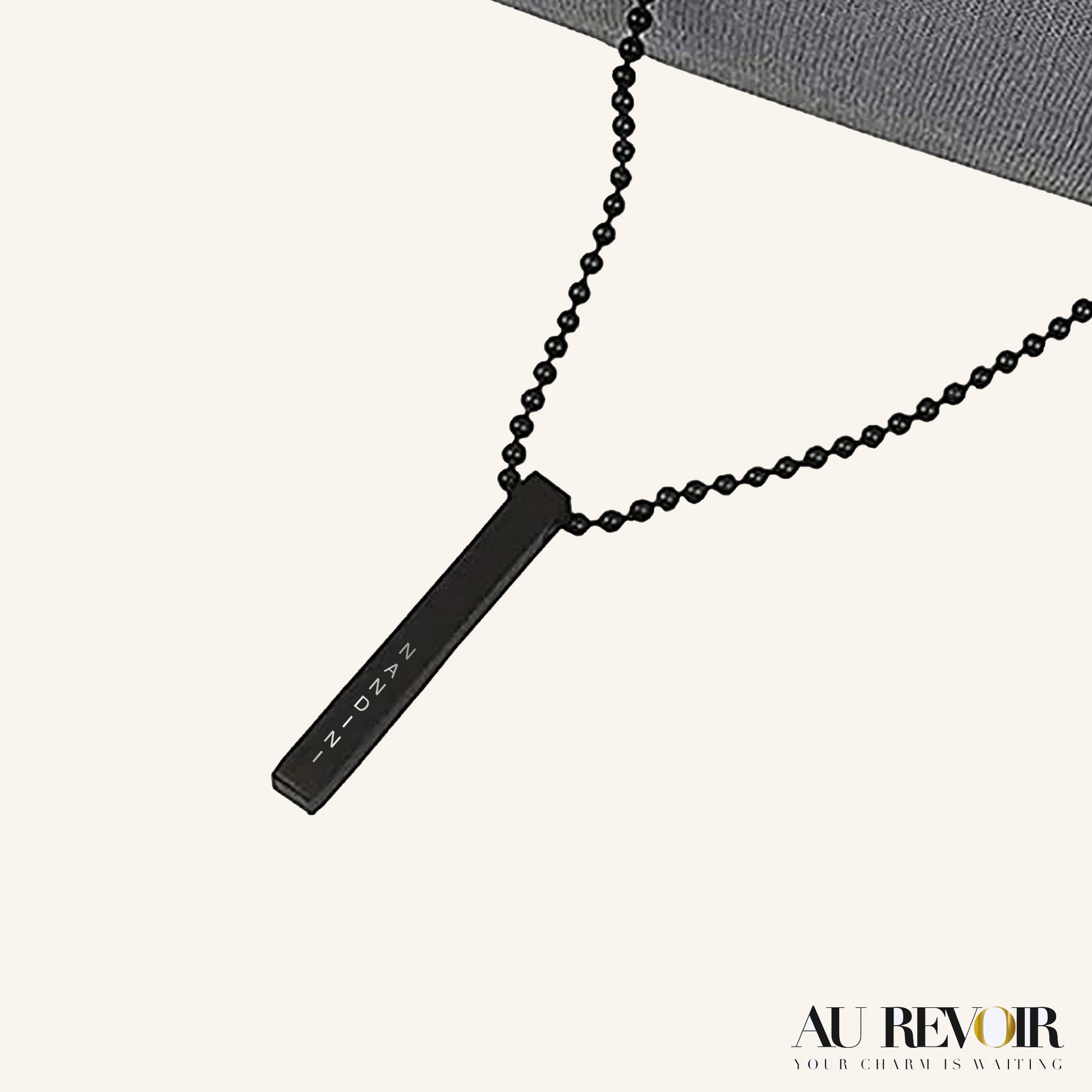 Personalised black pendant cube pendant name engarved Nandini name engraved 