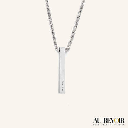 Silver pendant cube pendant rectangle necklace with custom name engraving stainless steel jewelry trending product shiny jewelry mini name engraved