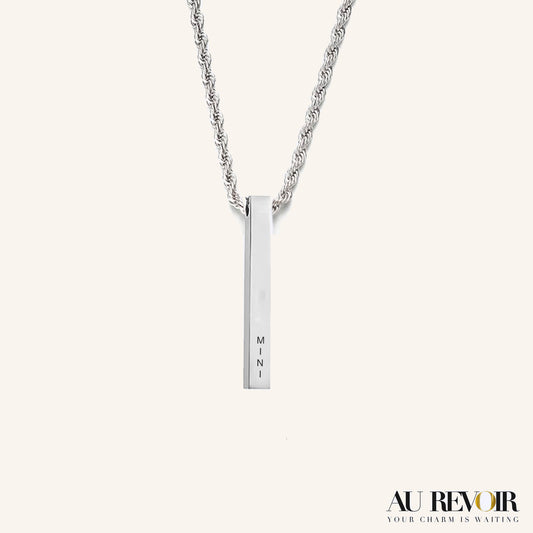 Silver pendant cube pendant rectangle necklace with custom name engraving stainless steel jewelry trending product shiny jewelry mini name engraved