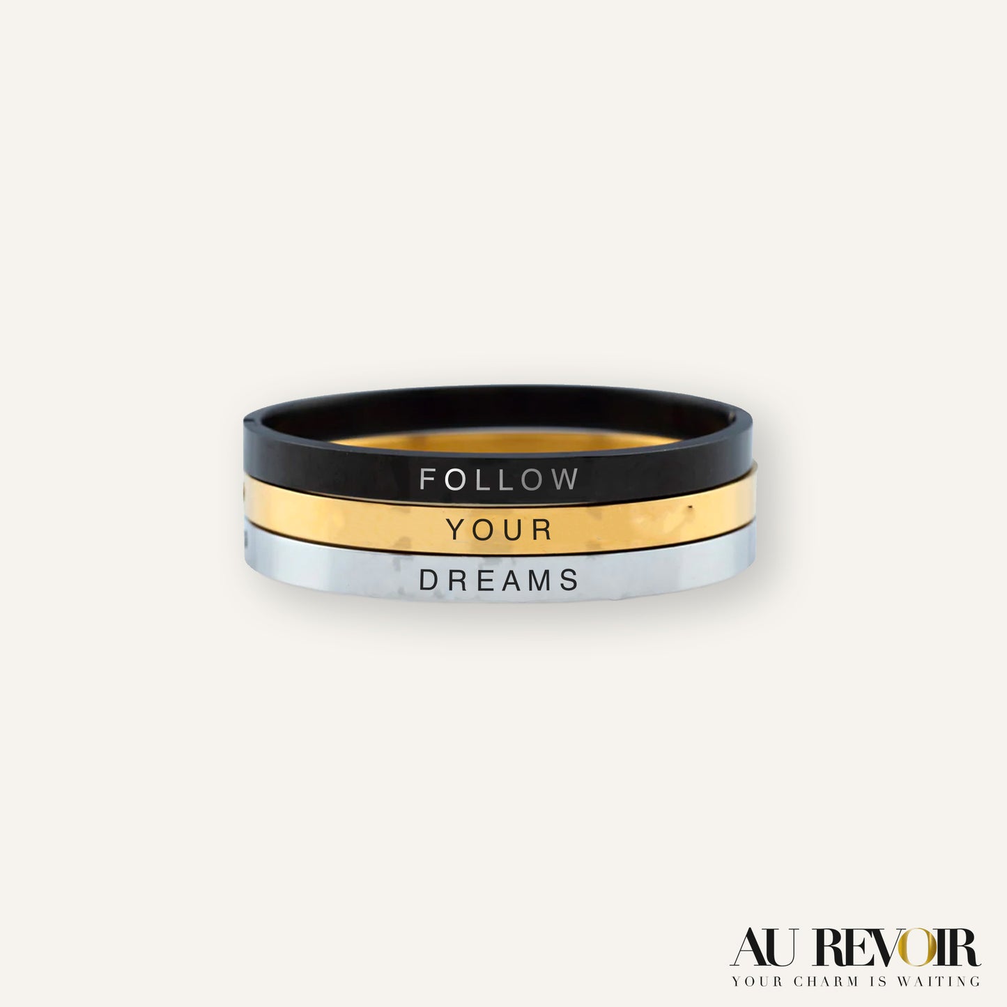 Customized 3 bracelet gold silver black stainless steel jewelry engraving possible 