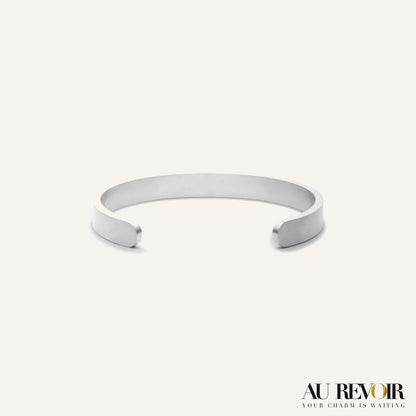 Engravable cuff silver bracelet with custom name 