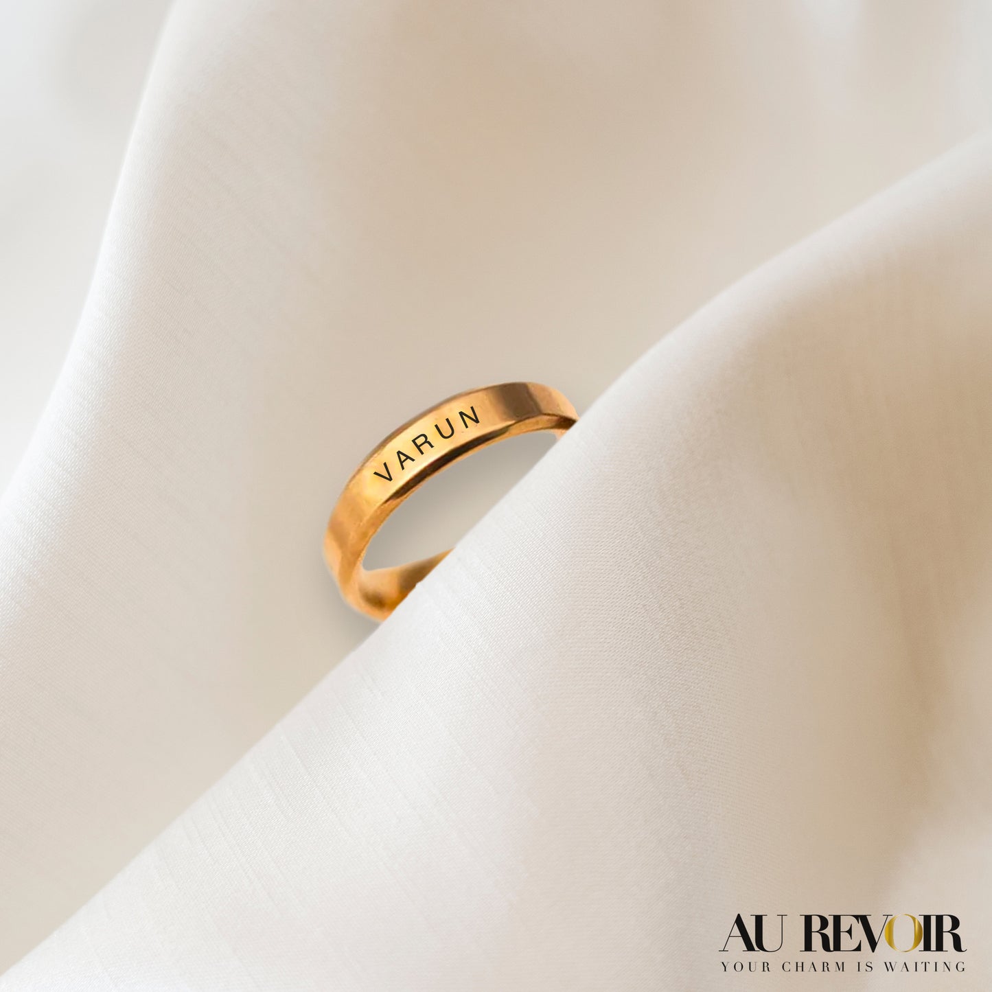 Engrave your name customized gold ring finger ring  stainless steel gold ring gift for your loved one 