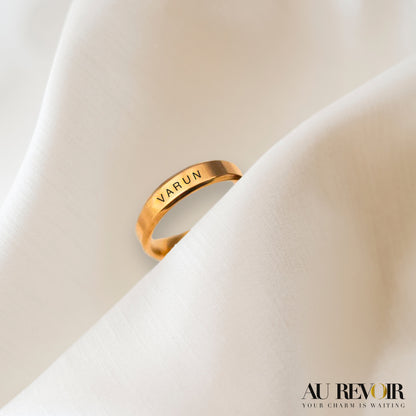 Engrave your name customized gold ring finger ring  stainless steel gold ring gift for your loved one 