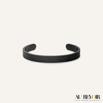 Cuff bracelet with your name engraved on it black stainless steel 