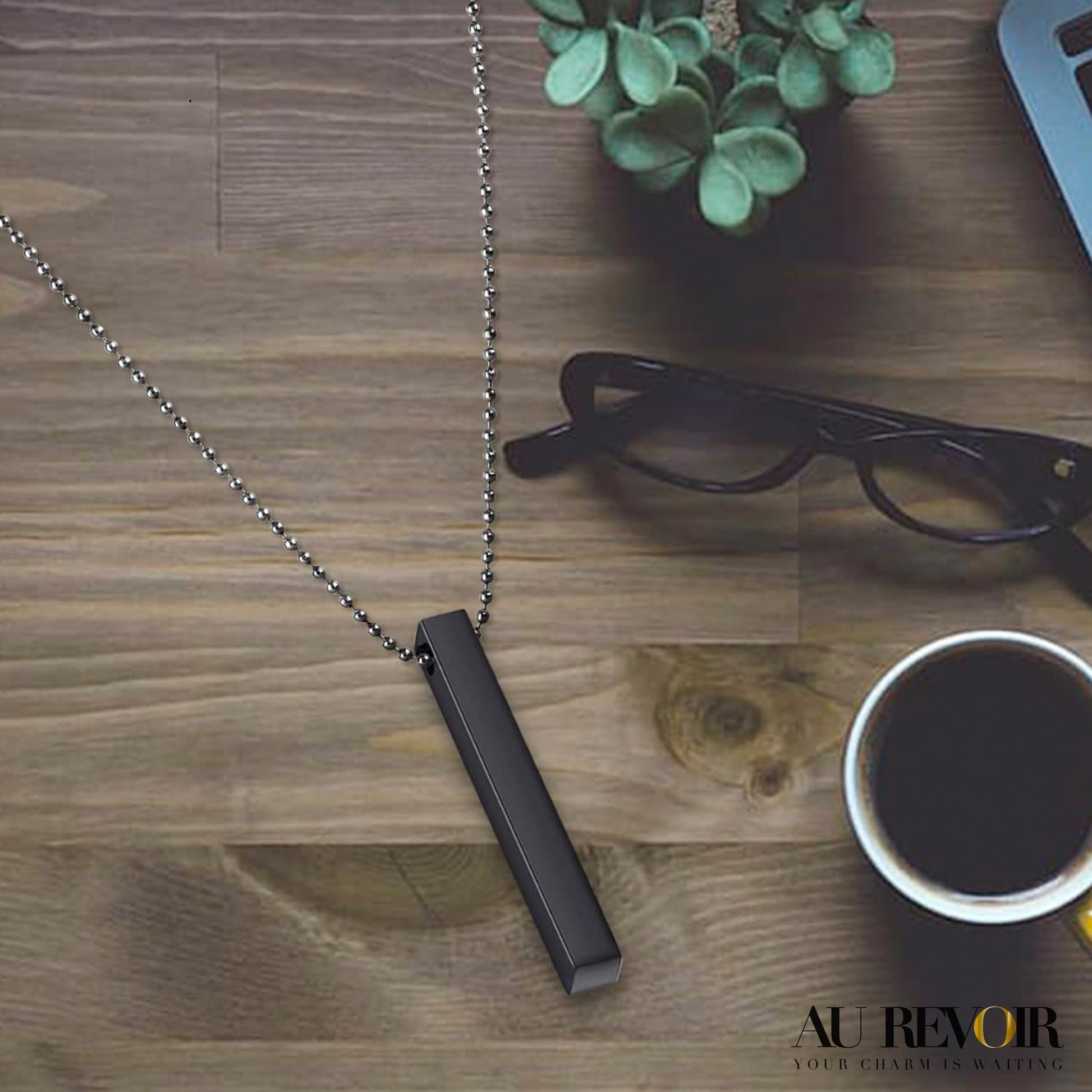 Accessories for men women black pendant with name engraving stainless steel jewelry 