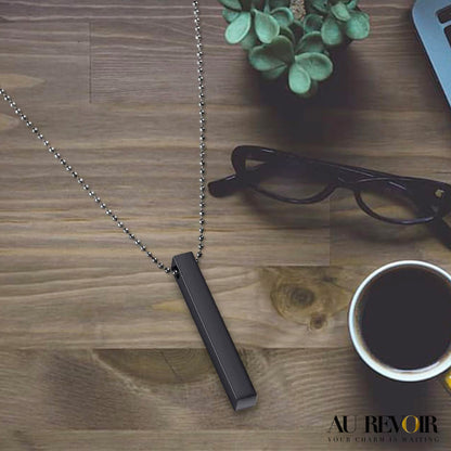 Accessories for men women black pendant with name engraving stainless steel jewelry 