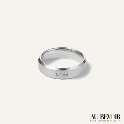 Fashion accessorie casual wear silver ring custom name engraving personalised jewelry stainless steel gifting jewelry 