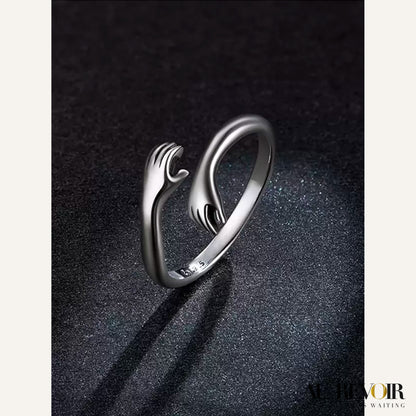 Holding hand personalised custom silver ring