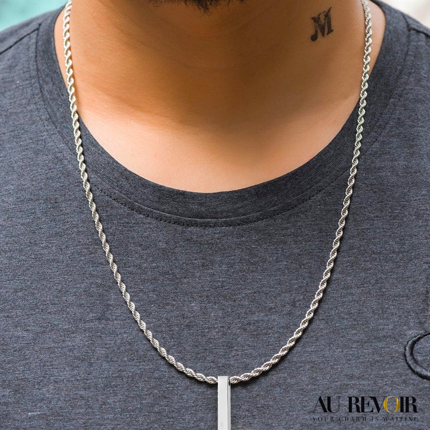 Stainless steel silver necklace silver pendant silver chain personalised name engraving 