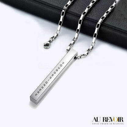 Cube pendant silver cube necklace stainless steel cuboid personalised custom name engraving product silver chain 